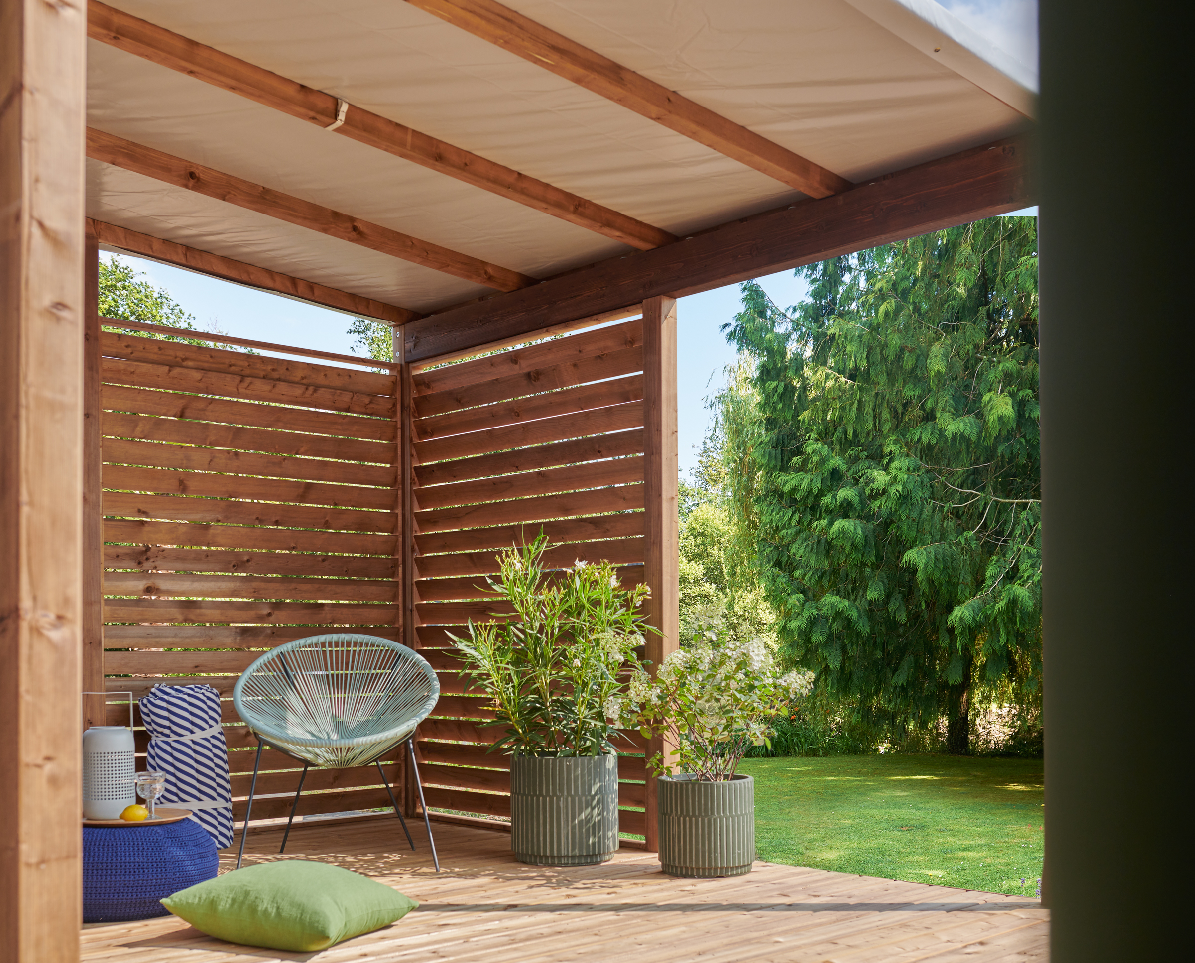 Terrasse mobil-home couverte en bois Sunshine Habitat
